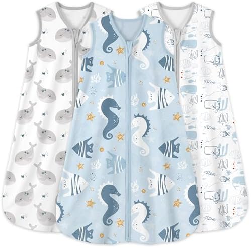 Yoofoss Baby Sleep Sack 0-6 Month 0.5TOG 100% Organic Cotton 2-Way Zipper