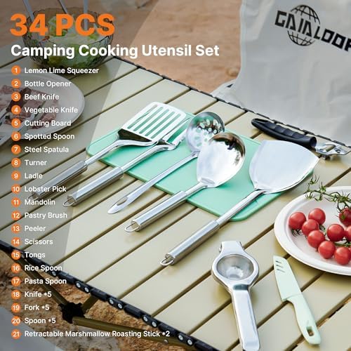 Gaialoop Camping Utensil Set, Camping Cooking Utensils & Kitchen Tools