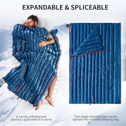 Naturehike Ultralight Backpacking RDS Down Sleeping Bag for Adults, 650 Fill Power Sleeping Bag for 42/52℉, 20oz Compact Lightweight Sleeping Bags for Hiking Camping 3 Seasons