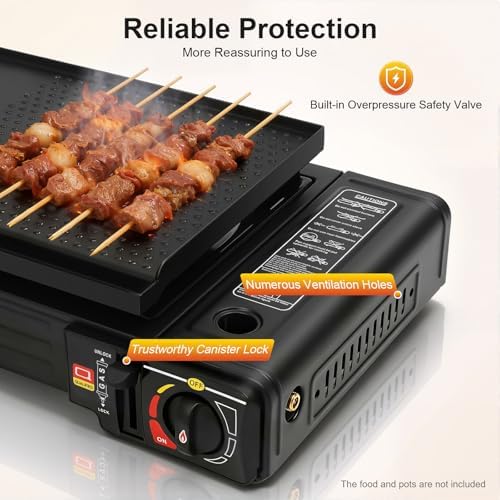 2-Burner Portable Butane Camping Stove,2500W Tabletop Gas Grill Cooker