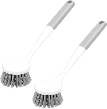 2 Pack Kitchen Scrub Brushes for Cleaning Dish Brush with Handle for Pans, Pots, Kitchen Sink Cleaning Scrub Brushes (PP Plastic)