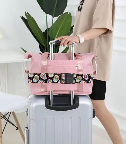 Luggage Straps for Suitcases Travel Belt Accessories, Cute Suitcase Strap, Adjustable Luggage Belt Strap, Heavy Duty with Quick-Release Buckle Luggage Strap Cool Flower Skull