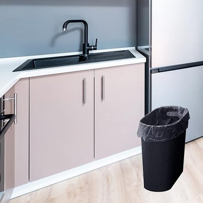 Small Trash Can Plastic Bathroom Wastebasket 3.2 Gallon Slim Garbage Container Bin with Handle for Home Kitchen Bathroom Bedroom Office, 2 Pack (Black)