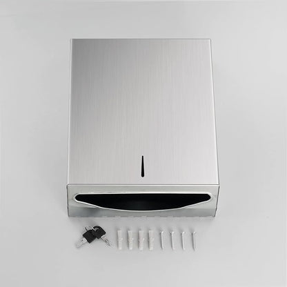Paper Towel Dispenser Wall Mount - Multifold Trifold Paper Towel Dispensers, Large Capacity Stainless Steel Tissue Holder, Suitable for Bathrooms and Public Places