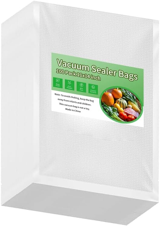 Premium Vacuum Sealer Bags 100 Quart 11" x 14", Pre-cut food saver bags, BPA Free & Heavy Duty Vacuum Freezer Bags. Commercial Grade, Sous Vide, Seal a Meal
