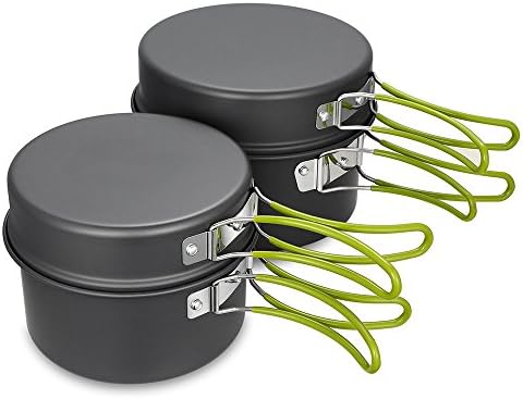 Gutsdoor Camping Cookware Set Camping Gear Campfire Utensils Non-Stick Cooking Equipment Lightweight Stackable Pot Pan Bowls with Storage Bag for Outdoor Hiking
