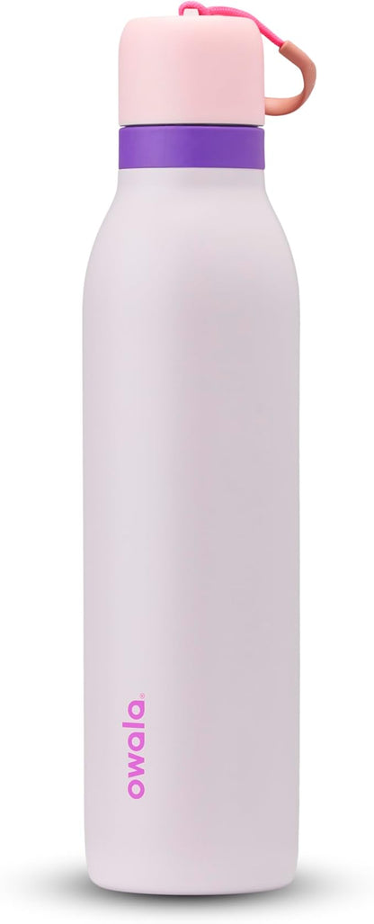 Owala FreeSip Twist Insulated Stainless Steel Water Bottle with Straw for Sports and Travel, BPA-Free, 24-oz, Pink/Purple (Dreamy Field)