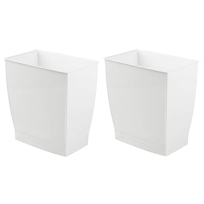 iDesign Small Rectangular Bathroom Trash Cans - Set of 2 - White - Made in USA