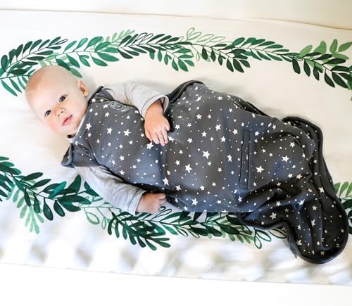 Woolino 4 Season Ultimate Baby Sleep Sack – Merino Wool Baby Sleep Bag, Organic Cotton, Temperature Regulating Wearable Blanket, Adjustable Sleep Sack 2–24 Months, All Season - Star Gray
