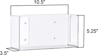 Amazing Abby Acrylic Glove Box Holder, Wall-Mounted Glove Dispenser, Floating Glove Box Organizer, Small Size (for 1 Box), 10.5" W x 5.0" H x 3.5" D (Mounting Hardware Included)