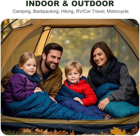 Lightweight Camping Sleeping Bags for Adults Kids, 50-80℉ Degrees