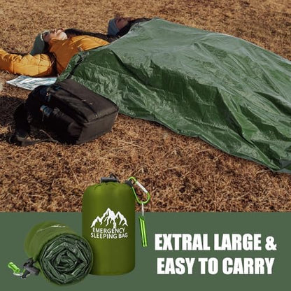 Oudain 6 Pcs XL Emergency Sleeping Bag Waterproof Bivy Sack Whistle