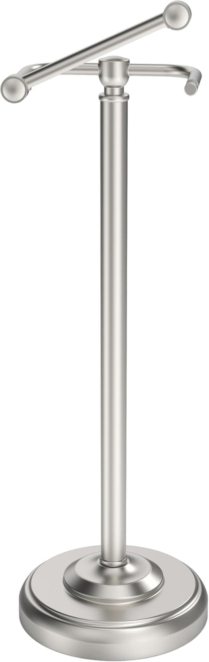 Toilet Paper Holder Stand, Brushed Nickel Toilet Paper Holder Free Standing, Post Pivoting Design & Stable Weighted Base SUS304 Stainless Steel for Bathroom(Mega Roll)