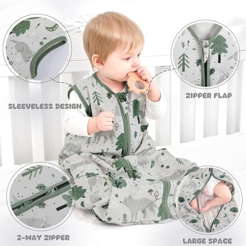 Yoofoss Baby Sleep Sack 24-36 Month 0.5TOG 100% Organic Cotton 2-Way Zipper