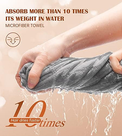 POPCHOSE Microfiber Hair Towel Wrap, Fast Drying Hair Turban, Soft Ultra Absorbent, Gifts Stocking Stuffers for Women, No Frizz Hair Wrap Towels for Women Wet Hair, Curly, Longer, Thicker Hair