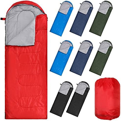 Macarrie 10 Pcs Bulk Sleeping Bags for Adults 0 Degree Waterproof Emergency Sleeping Bags with Compression Sack for Camping Hiking Backpacking Outdoor Activities
