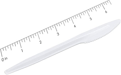 [600 Pack] White Disposable Plastic Knives - Practical Cutlery for Parties, Lunches, Picnics, and Long Trips - Great for Meals, Desserts, or Appetizers