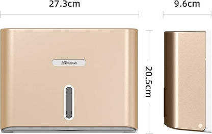 Paper Towel Dispenser Wall Mount, Adhesive No Drilling Multifold Trifold C Fold Commercial Hand Towel Dispenser,Gold
