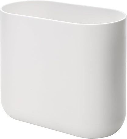 iDesign Slim Oval Plastic Waste Basket The Cade Collection, 10.56” x 5.5” x 9.77”, White