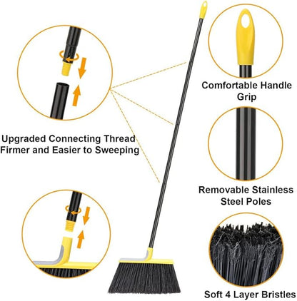 KeFanta Outdoor Broom for Floor Cleaning,58" Heavy-Duty Commercial Broom for Sweeping Concrete Courtyard Garage Patio Indoor Home Kitchen Office Lobby