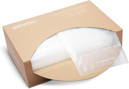 Wevac 6''x10'' and 8''x12'' 300 Count, Vacuum Sealer Bags Keeper, PreCut Bags, Ideal for Food Saver, BPA Free, Commercial Grade, Great for Storage, Meal prep and Sous Vide