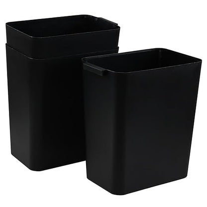 3-Pack 4.5 Gallon Plastic Small Trash Can Wastebasket, Black Garbage Container Basket