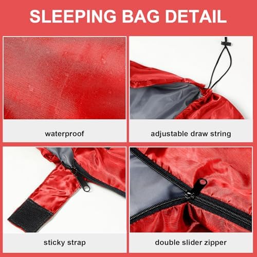 Tudomro 2 Pcs Camping Sleeping Bag for Adults Lightweight Packable Waterproof Camping Gear Equipment to Keep Warm for Outdoor Backpacking Hiking Travel