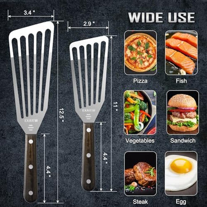 2 Pcs Fish Spatula Stainless Steel，Commercial Metal Spatula Turners
