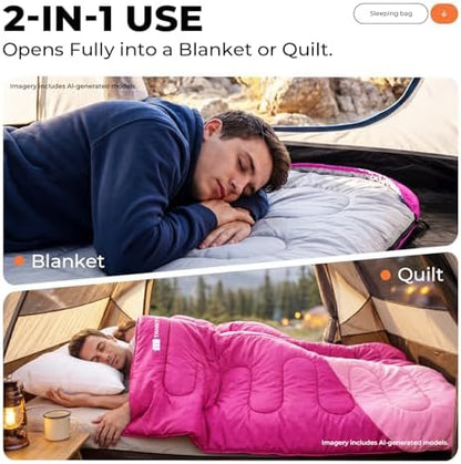 Sleeping Bags for Adults,Compact Lightweight Backpacking Sleeping Bag with Compression Sack for Youth, Camping Essentials Gearfor Hiking Travel Climbing Outdoor&Indoor Use