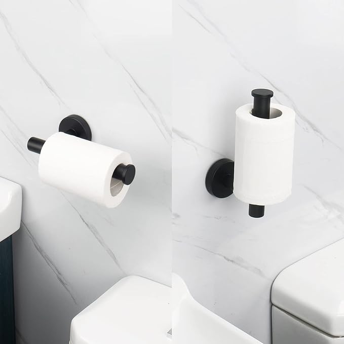NearMoon Bathroom Toilet Paper Holder, Premium SUS304 Stainless Steel Rustproof Wall Mounted Toilet Roll Holder for Bathroom, Kitchen (2 Pack, Matte Black)