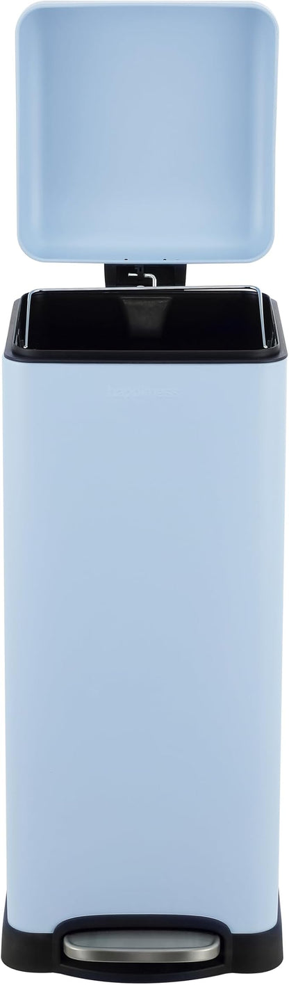 happimess HPM1007I Betty Retro 8-Gallon Step-Open Trash Can, Fingerprint Resistant, Modern, Minimalistic for Home, Kitchen, Laundry Room, Office, Bedroom, Bathroom, Tide Pool Blue