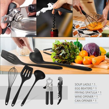 Wesqunie Silicone Cooking Utensils Set, Cookware Set for Outdoor Camping