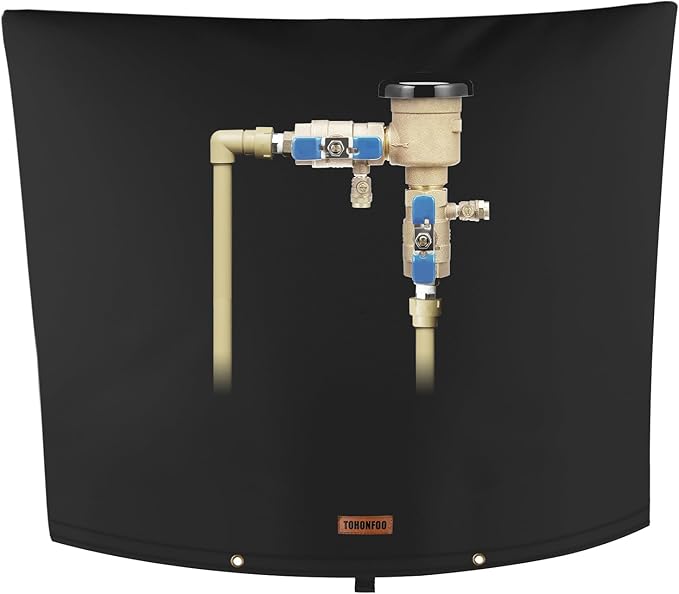 Backflow Preventer Pipe Insulation Cover (5°F) - Irrigation Sprinkler Valve Insulated Pouch - Water Well Pump Cover - Sturdy 5 Layers for Winter Freeze Protection, 36" W x 30" H, Black