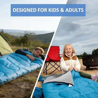 oaskys Camping Sleeping Bag - 3 Season Warm & Cool Weather - Summer Spring Fall Lightweight Waterproof for Adults Kids - Camping Essentials Gear Accessories Hiking Sleep Must Haves