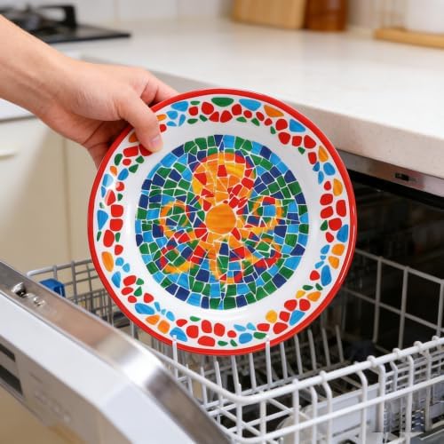 Melamine Dinnerware Set, 12 Pcs Dishware Sets, Plate and Bowl Set for 4