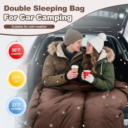 0 Degree Cotton Flannel Double Sleeping Bag for Adults