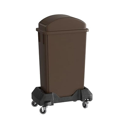 23 Gallon Brown Slim Jim Trash Can with Swing Top Lid and Dolly