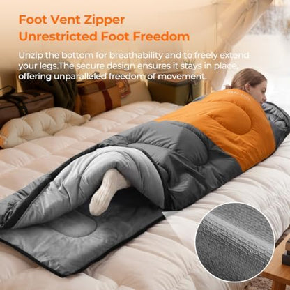 FARLAND Sleeping Bags for Adults Cold Weather & Camping, Fleece-Lined