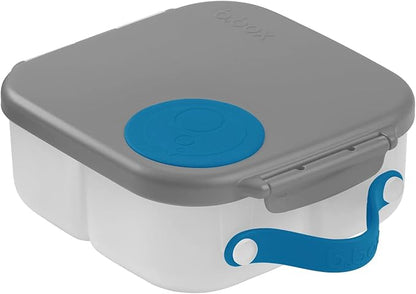 b.box Mini Lunch Box, Bento Box for Kids, Snack Container with 2 Leak Proof Compartments, Reusable Snack Containers with Lids, Kids Lunch Boxes Ages 3+, BPA Free, 4 1/4 Cup Capacity (Blue Slate)