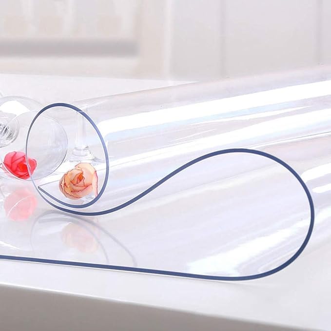 NECAUX Custom 44 x 87 Inch Clear Table Cover Protector, 1.5mm Thick Wood Grain Transparent Table Pad Non-Slip Tablecloth Plastic Protective Pad for Dining Room Table, Conference Table