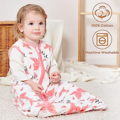 Yoofoss Baby Sleep Sack 6-12 Month 0.5TOG 100% Organic Cotton 2-Way Zipper