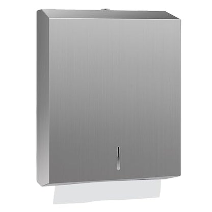 Paper Towel Dispenser Wall Mount, Brushed Stainless Steel Commercial Paper Towel Holder with Lock, Large Capacity 400 C Fold/525 Multifold Towels