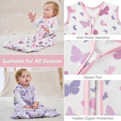 Yoofoss Baby Sleep Sack 6-12 Month 0.5TOG 100% Organic Cotton 2-Way Zipper