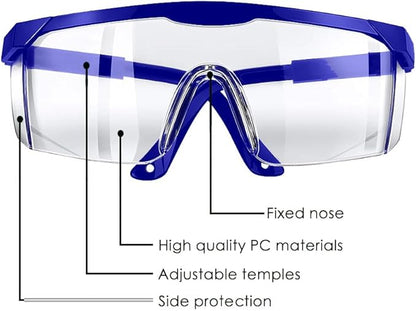 Safety Glasses, 5PCS Adjustable Wide-Vision Protective Glasses, Lightweight Fog-Proof Safety Goggles
