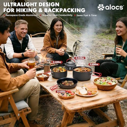 ALOCS Camping Cookware Set Camping Gear Compact Camping Pots and Pans Set
