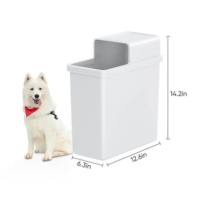 JOYBOS Bathroom Trash Can, Small Dogproof Garbage Can with Lid 14 Liter Slim Plastic Bin 4 Gallon Waste Basket for Bedroom Office Trashcan RV Narrow Place,White