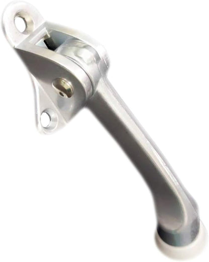 QCAA Heavy Duty Kickdown Door Stopper, 4", Zinc Die Cast, Satin Chrome, Made in Taiwan