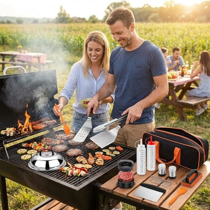 BBQ Tool Set, Stainless Steel Grill Accessories with Carrying Case, Outdoor Cooking Utensils for Camping, Tailgating, Backyard BBQ(8PCS)