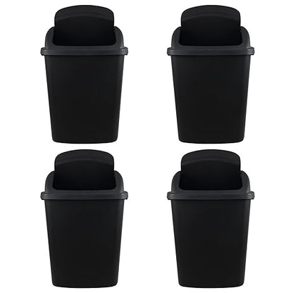18 Gallon Plastic Garbage Bin with Swing Lid, Set of 4 Large Trash Can, Black