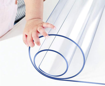 Wadrac Dining Table Protector Clear Plastic Tablecloth Cover for Coffee Table PVC Vinyl Cloths Folding Wood Marble Glass Tabletop Topper Protection Pad Easy Clean Wipeable Waterproof Round 32 inch